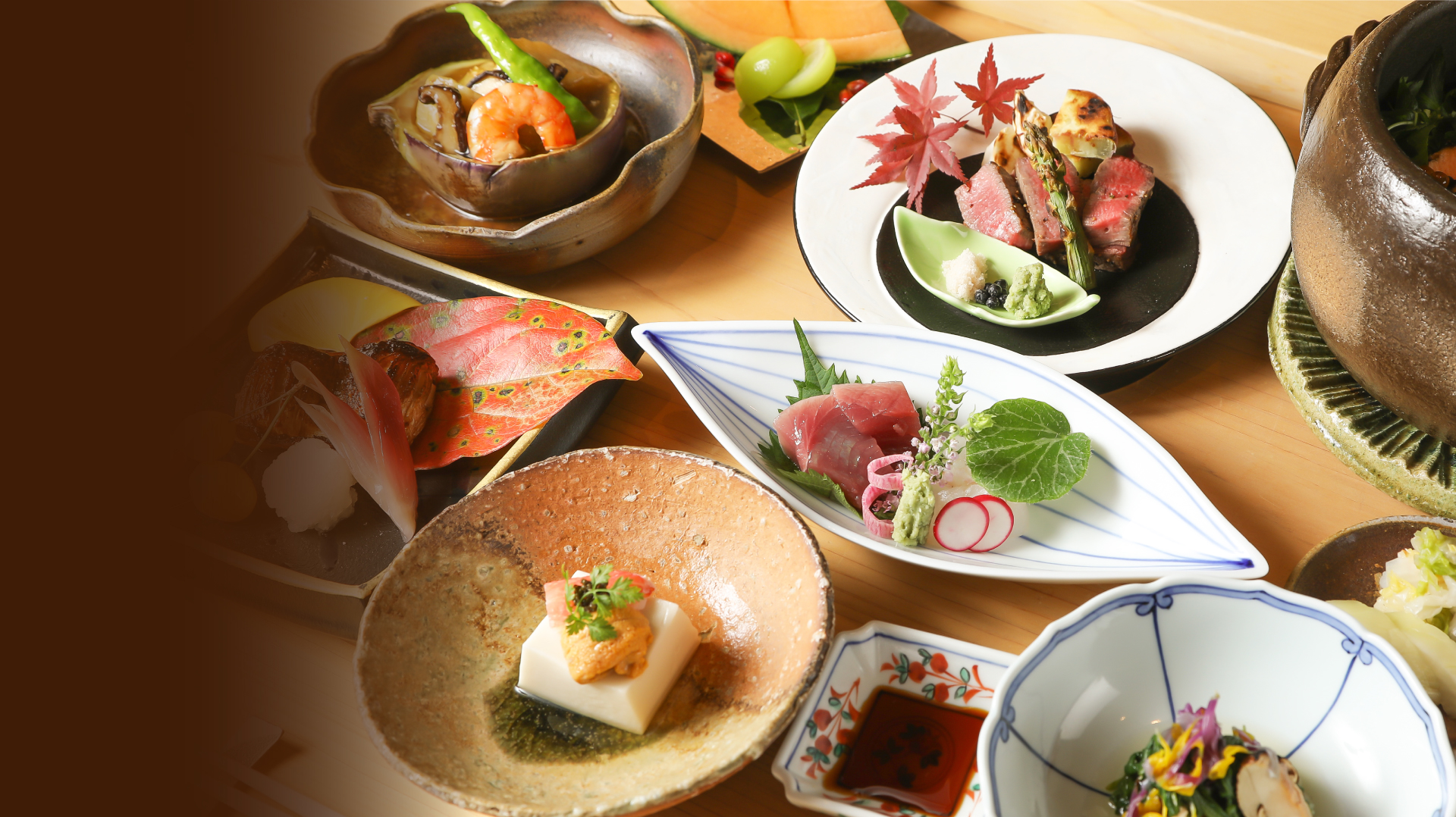 旬の料理が並ぶ池袋SANGAの和食コース